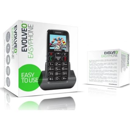 Evolveo - EasyPhone, mobilný telefón pre seniorov, čierny