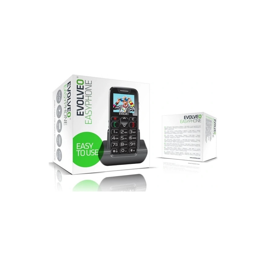 Evolveo - EasyPhone, mobilný telefón pre seniorov, čierny