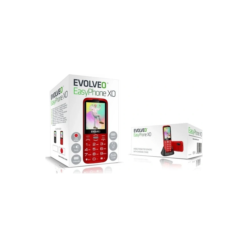 Evolveo - EasyPhone XO mobilný telefón pre seniorov červená