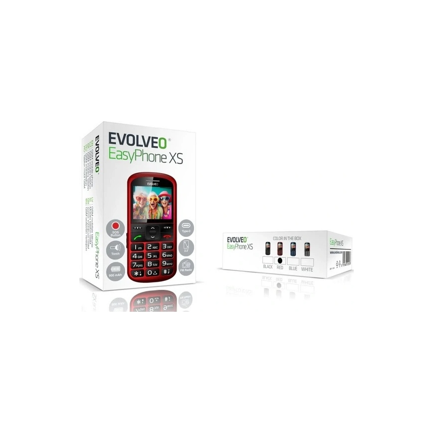 Evolveo - EasyPhone XS, mobilný telefón pre seniorov, červený