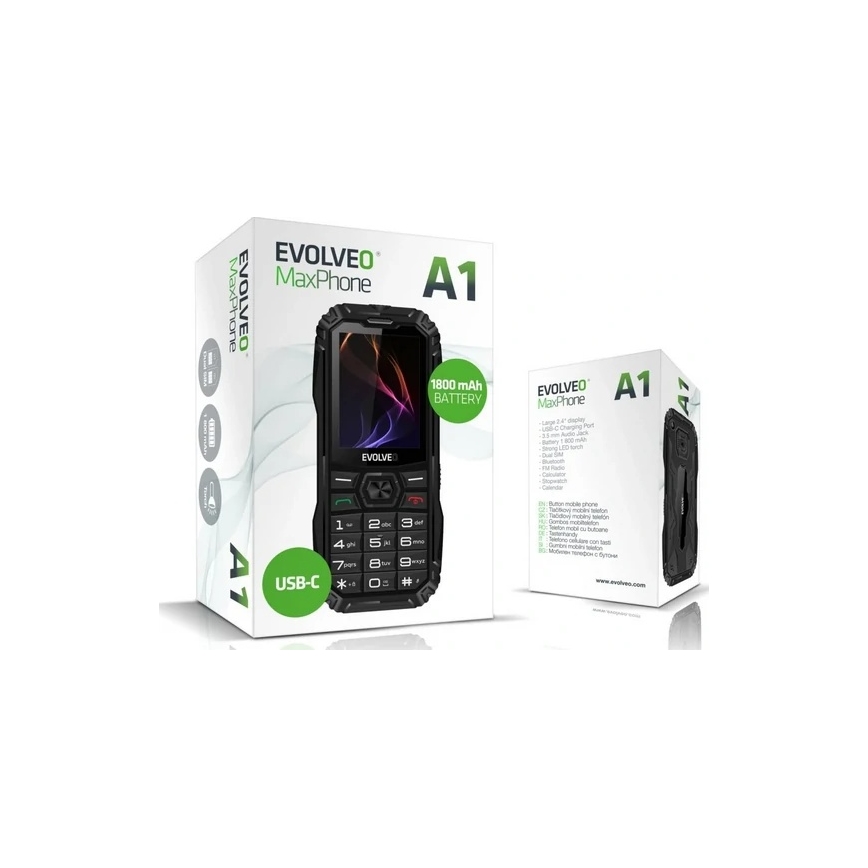 Evolveo - MaxPhone A1, tlačidlový Dual SIM telefón, čierny