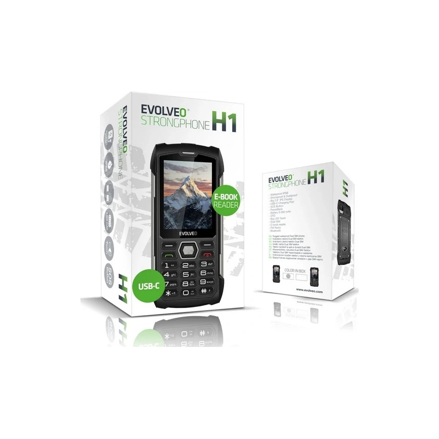 Evolveo - StrongPhone H1, vodotesný Dual SIM telefón, čierno-šedý