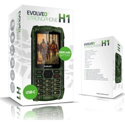 Evolveo - StrongPhone H1 vodotesný Dual SIM telefón poľovnícka kamufláž