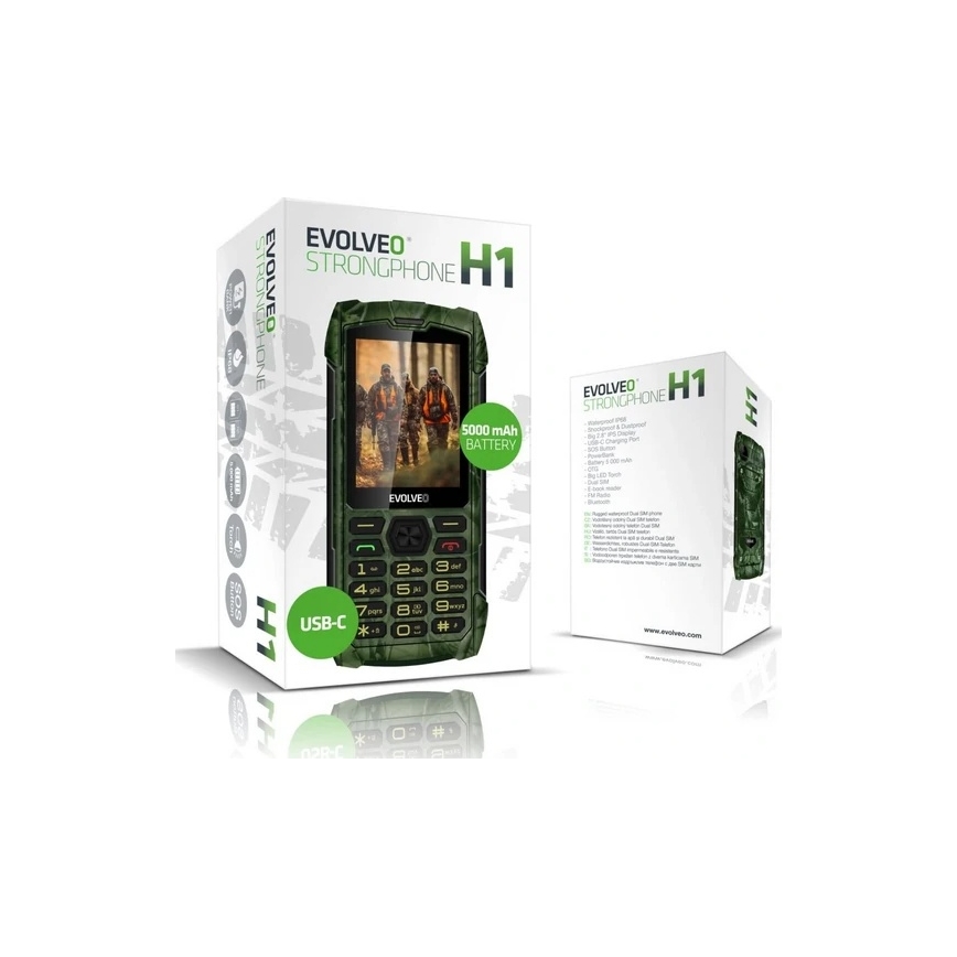 Evolveo - StrongPhone H1 vodotesný Dual SIM telefón poľovnícka kamufláž