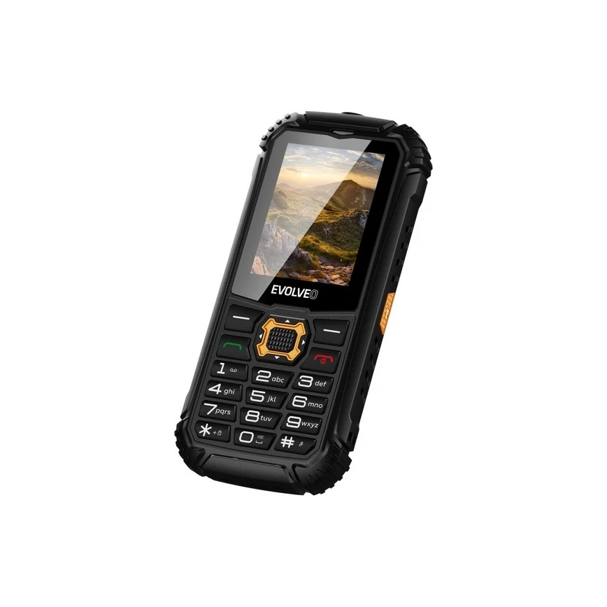 Evolveo-StrongPhone Q1, vodotesný Dual SIM telefón, čierno-oranžový