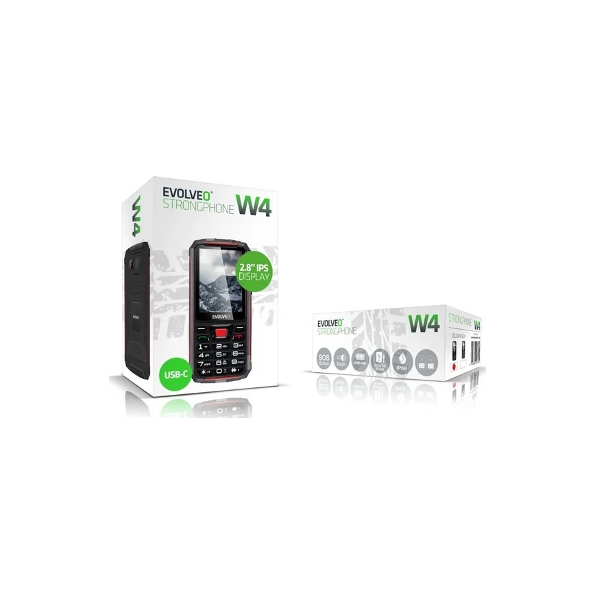 Evolveo - StrongPhone W4 vodotesný Dual SIM telefón čierna/červená