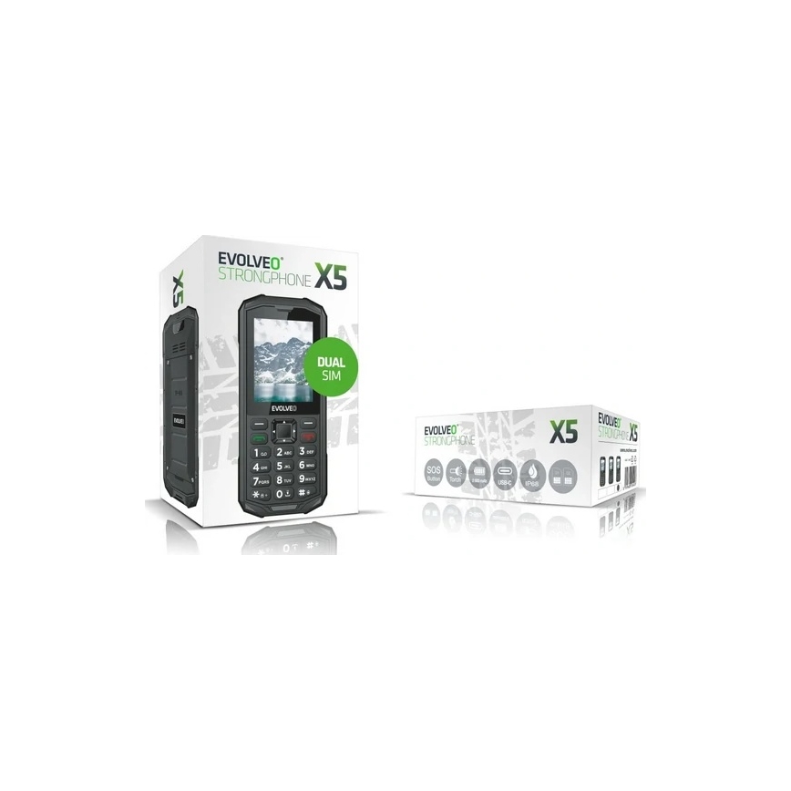Evolveo - StrongPhone X5, vodotesný Dual SIM telefón čierna/šedá