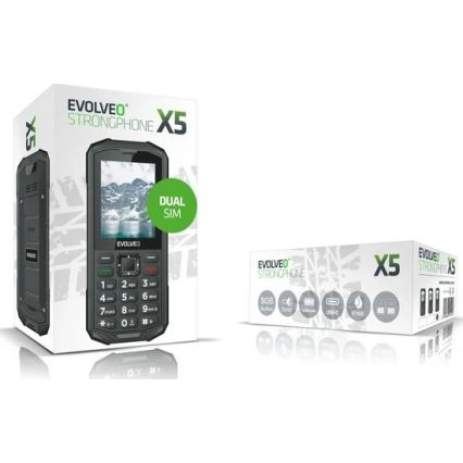 Evolveo - StrongPhone X5, vodotesný Dual SIM telefón, čierno-sivý