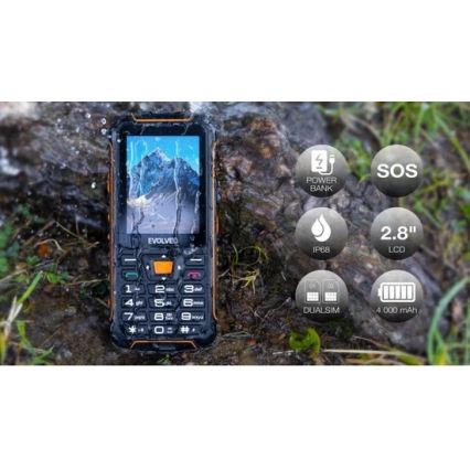 Evolveo - StrongPhone Z6 vodotesný Dual SIM telefón čierna/oranžová