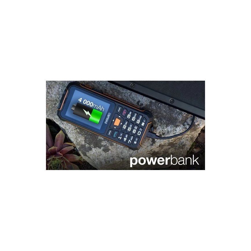 Evolveo - StrongPhone Z6 vodotesný Dual SIM telefón čierna/oranžová