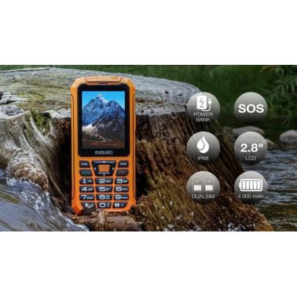 Evolveo - StrongPhone Z6, vodotesný Dual SIM telefón, oranžový