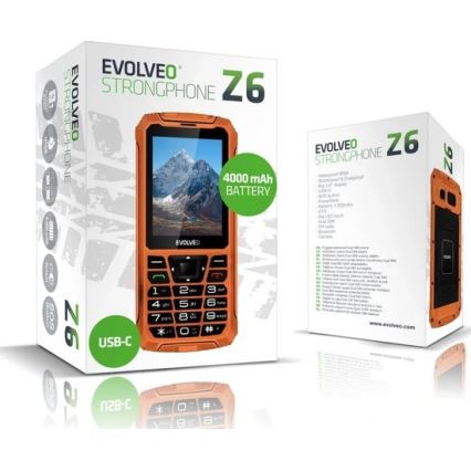 Evolveo - StrongPhone Z6, vodotesný Dual SIM telefón, oranžový
