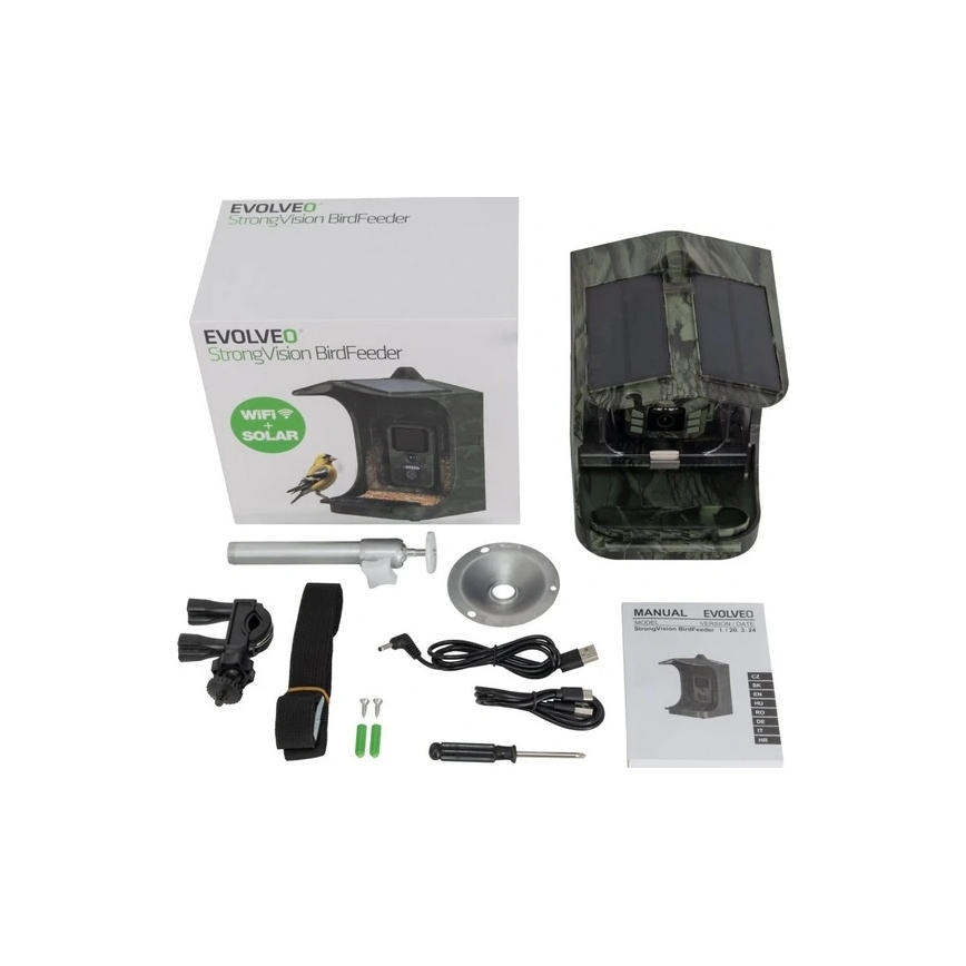Evolveo - StrongVision BirdFeeder - inteligentné kŕmidlo pre vtáky s kamerou a solárnymi panelmi