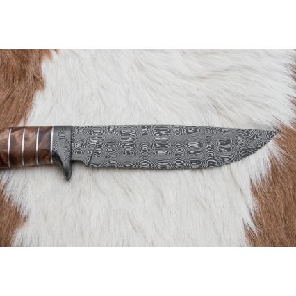 Exkluzívny damaškový nôž 14,4 cm gaštan/mamutí zub