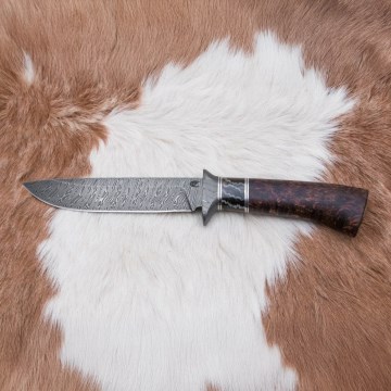 Exkluzívny damaškový nôž 14,6 cm breza/mamutí zub