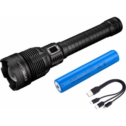 Extol - LED Stmievateľná nabíjacia baterka s powebankou LED/60W/10000 mAh 8000 lm IPX4 čierna