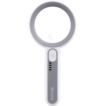 Extol - LED stmievateľná nabíjateľná lupa s LED osvetlením/650 mAh biela/šedá