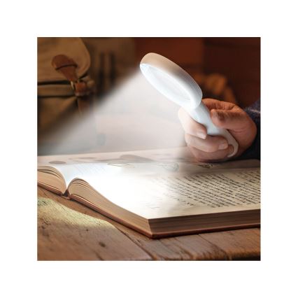Extol - LED stmievateľná nabíjateľná lupa s LED osvetlením/650 mAh biela/šedá