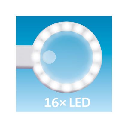 Extol - LED stmievateľná nabíjateľná lupa s LED osvetlením/650 mAh biela/šedá