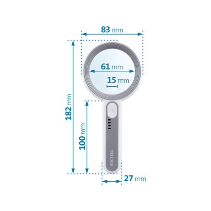 Extol - LED stmievateľná nabíjateľná lupa s LED osvetlením/650 mAh biela/šedá