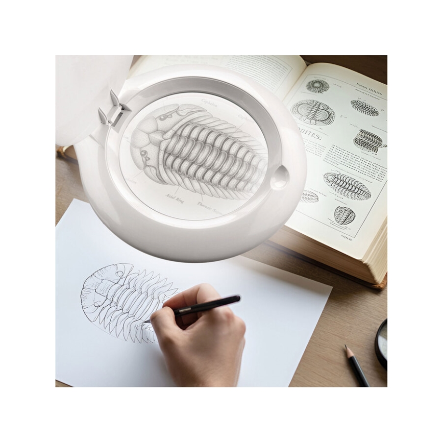 Extol - LED stmievateľná stolná lampa s lupou LED/10W/230V biela