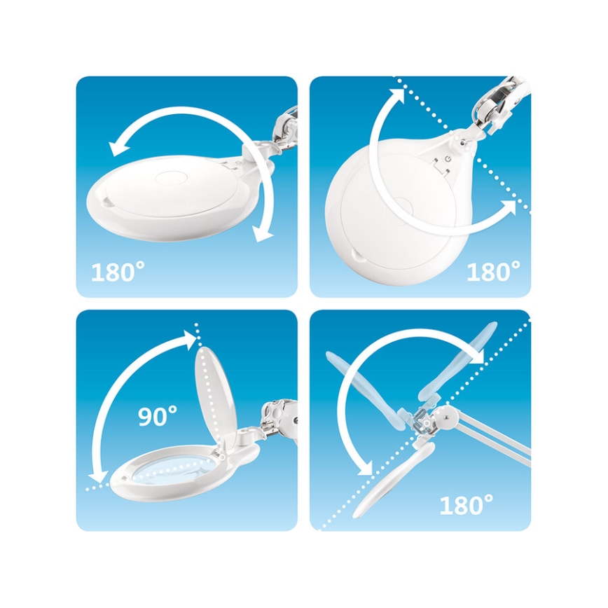 Extol - LED stmievateľná stolná lampa s lupou LED/10W/230V biela