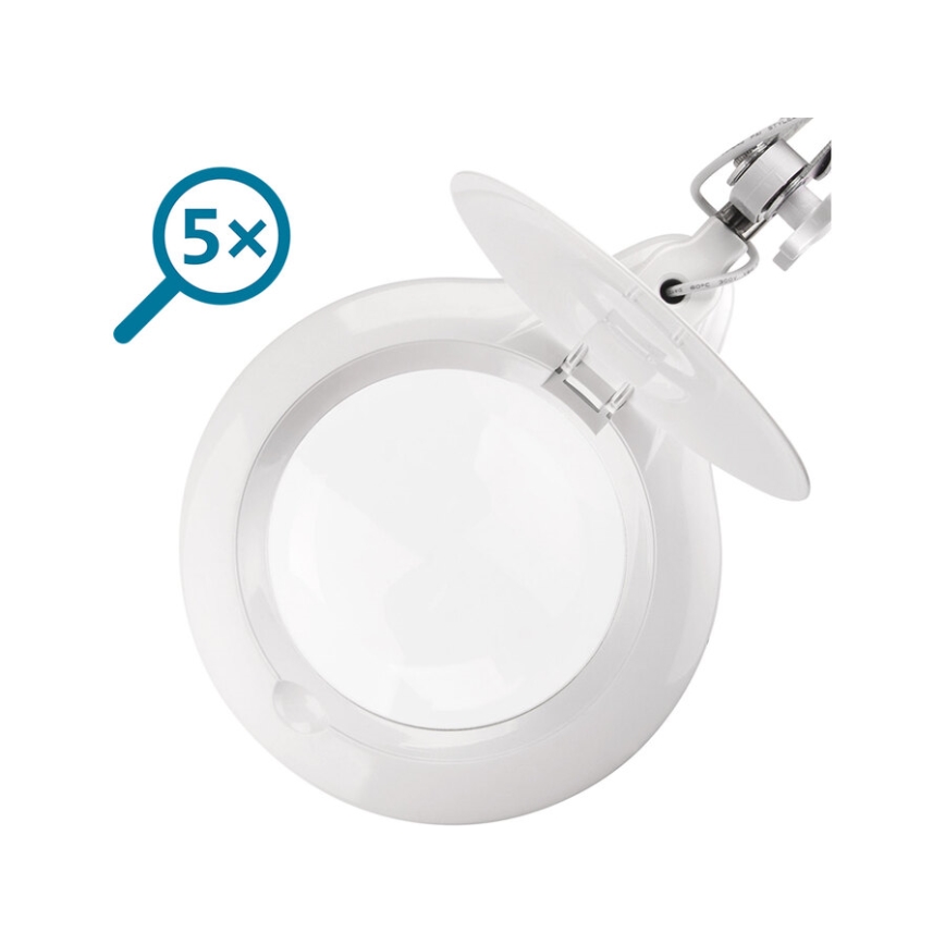 Extol - LED stmievateľná stolná lampa s lupou LED/10W/230V biela