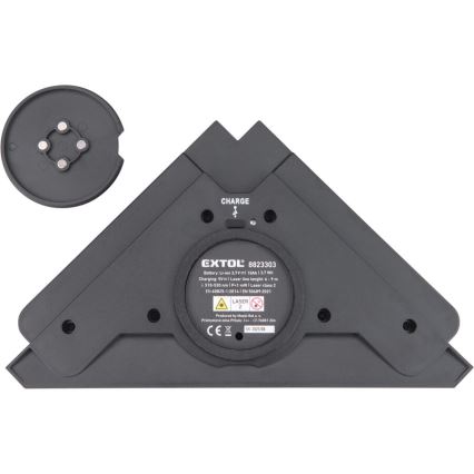 Extol Premium - Laserový uholník 90° s elektrickým prísavným modulom 5V/1000 mAh