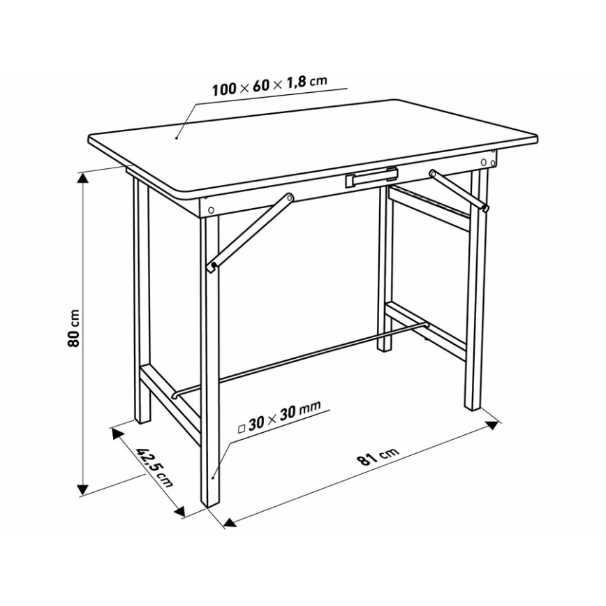 Extol - Skladací pracovný stôl 100x60 cm hnedá/čierna