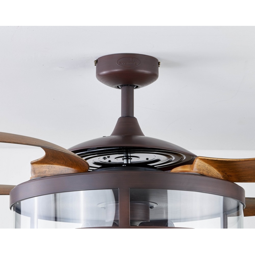 FANAWAY 212925 - LED Stropný ventilátor CLASSIC 3xE27/4W/230V hnedá + diaľkové ovládanie