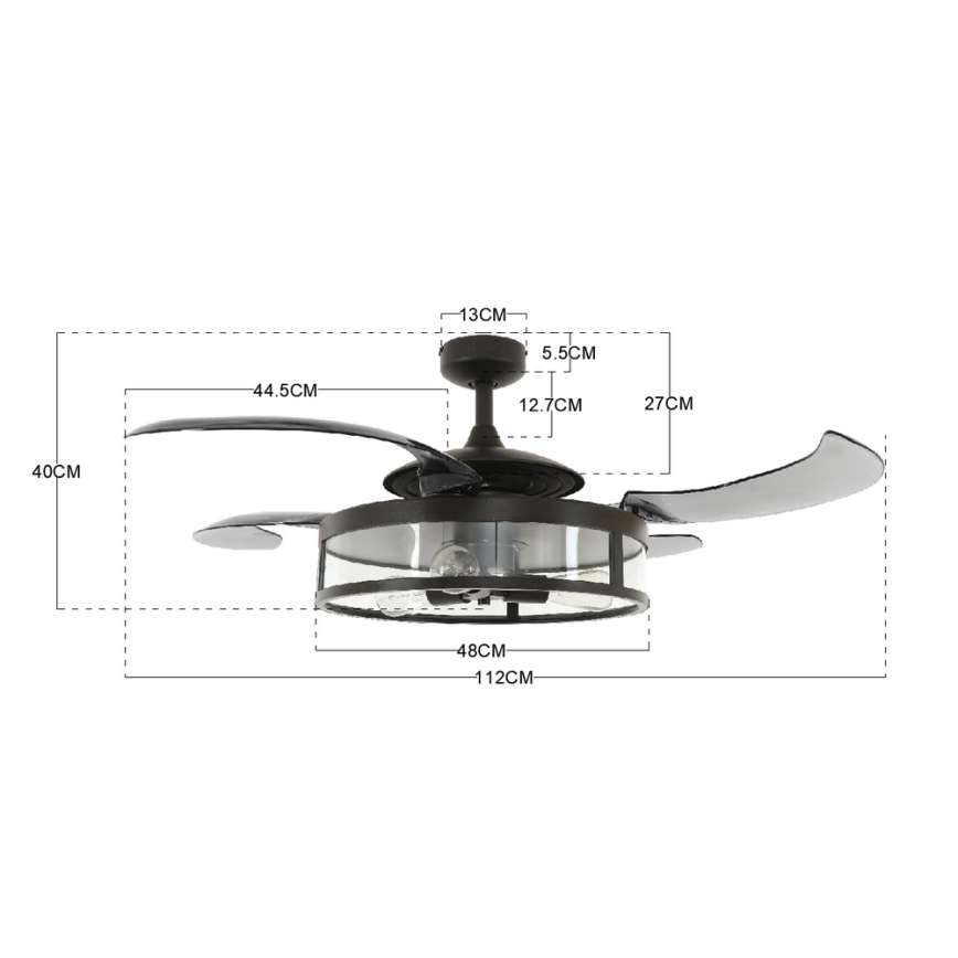 FANAWAY 212927 - LED Stropný ventilátor CLASSIC 3xE27/4W/230V čierna + diaľkové ovládanie