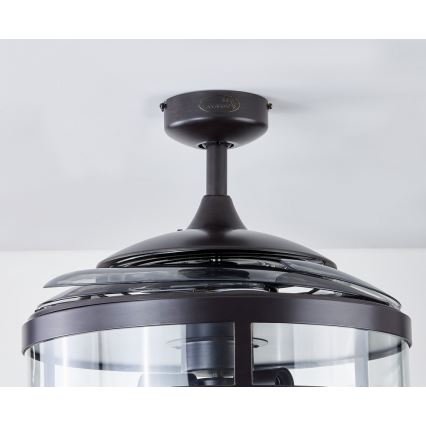 FANAWAY 212927 - LED stropný ventilátor CLASSIC 3xE27/4W/230V čierna pr. 112 cm + diaľkové ovládanie