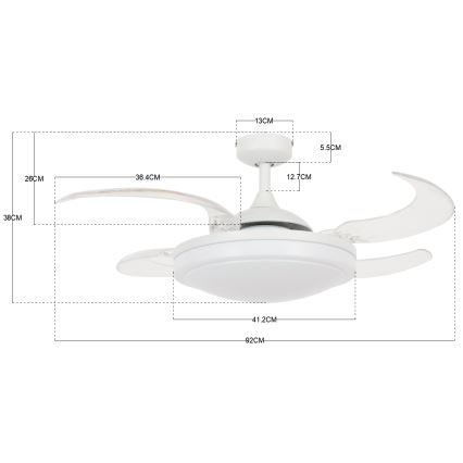 FANAWAY 212980 - Stropný ventilátor EVORA 2xE27/15W/230V biela + diaľkové ovládanie