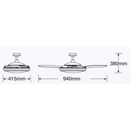 FANAWAY 512120 - Stropný ventilátor EVORA 2xE27/15W/230V + diaľkové ovládanie