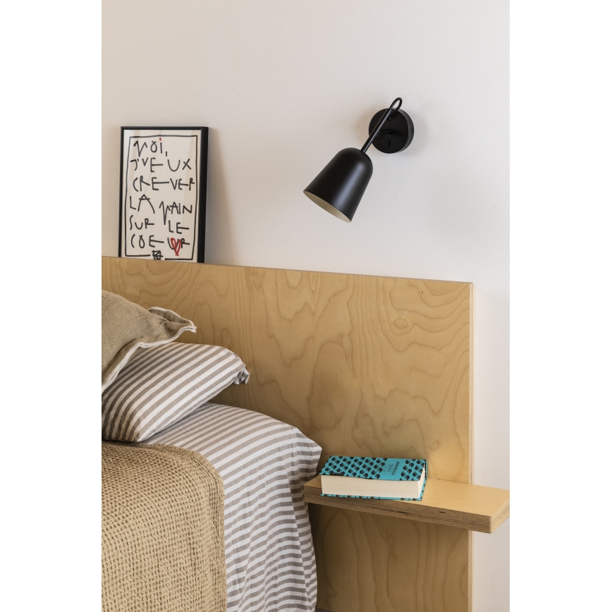 FARO 28257 - Nástenná lampa STUDIO 1xE14/8W/230V čierna
