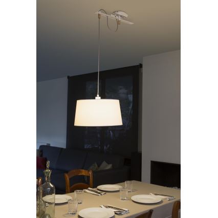 FARO 28394 - Luster na lanku FUSTA 1xE27/20W/230V biela