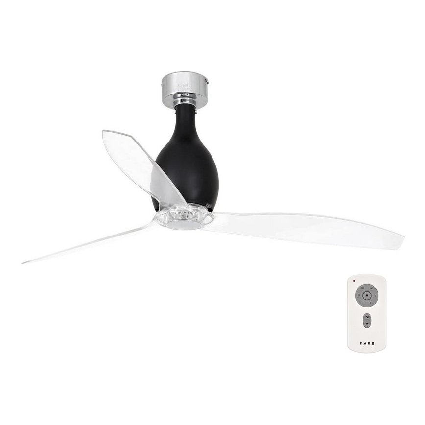 FARO 32026 - Stropný ventilátor MINI ETERFAN čierna/číra pr. 128 cm + diaľkové ovládanie