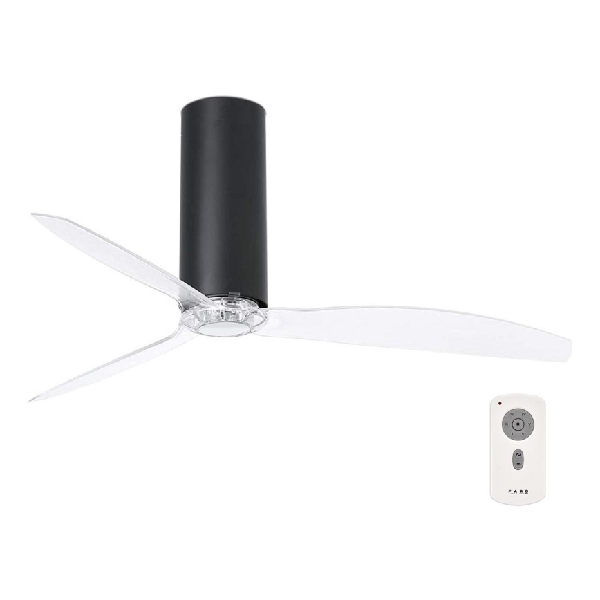 FARO 32036 - Stropný ventilátor TUBE FAN čierna/číra pr. 128 cm + diaľkové ovládanie