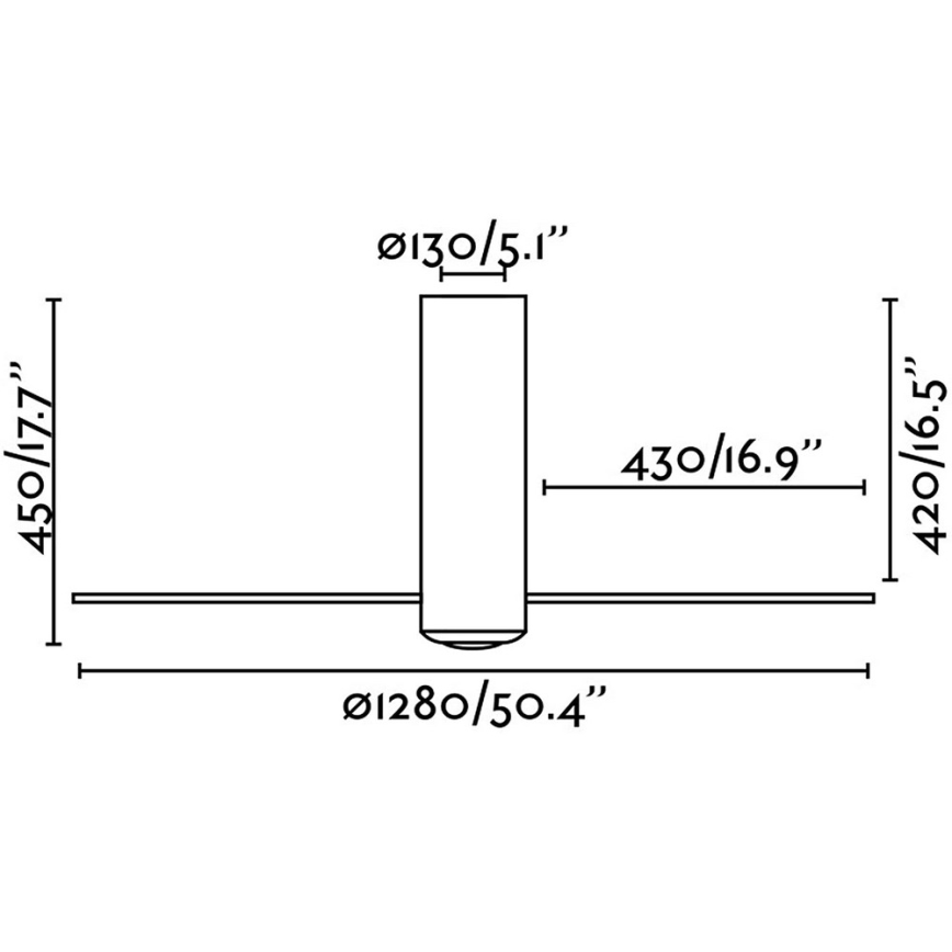 FARO 32036 - Stropný ventilátor TUBE FAN čierna/číra pr. 128 cm + diaľkové ovládanie