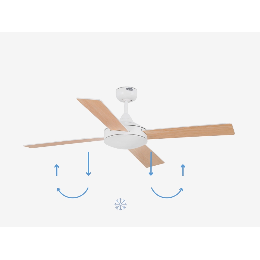 FARO 33350DC - Stropný ventilátor MALLORCA L biela/hnedá pr.132 cm + diaľkové ovládanie