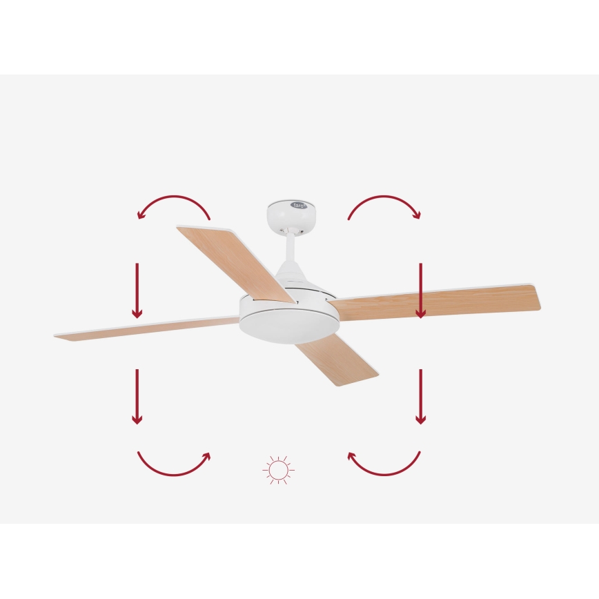FARO 33350DC - Stropný ventilátor MALLORCA L biela/hnedá pr.132 cm + diaľkové ovládanie