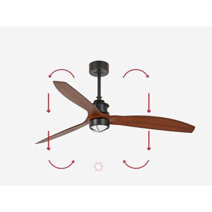 FARO 33395-10 - LED Stropný ventilátor JUST FAN LED/16W/230V čierna/hnedá pr. 128 cm + diaľkové ovládanie