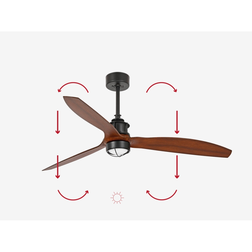 FARO 33395-10 - LED Stropný ventilátor JUST FAN LED/16W/230V čierna/hnedá pr. 128 cm + diaľkové ovládanie