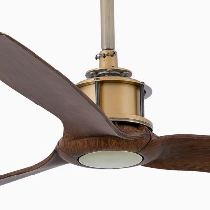 FARO 33398WT - Stropný ventilátor JUST FAN M, priemer 128 cm, hnedá/mosadz, Wi‑Fi Tuya + diaľkové ovládanie