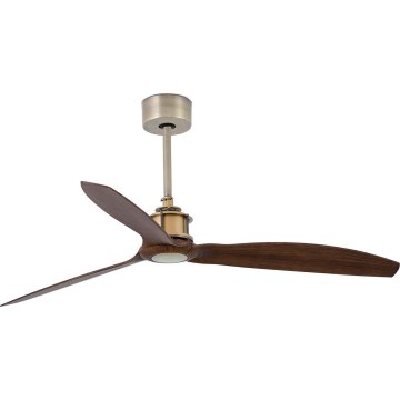 FARO 33398WT - Stropný ventilátor JUST FAN M, priemer 128 cm, hnedá/mosadz, Wi‑Fi Tuya + diaľkové ovládanie