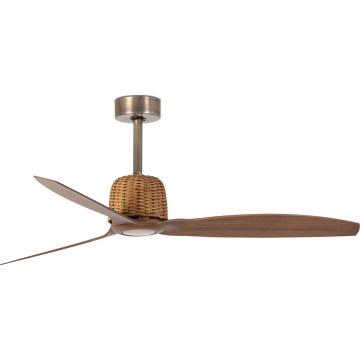 FARO 33436WT - Stropný ventilátor WEAVER M pr. 128 cm hnedá/mosadz Wi-Fi Tuya + diaľkové ovládanie