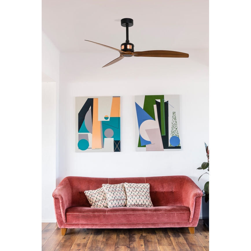 FARO 33451WT - Stropný ventilátor COPPER FAN M pr. 128 cm hnedá/čierna Wi-Fi Tuya + diaľkové ovládanie