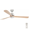 FARO 33505DC - LED Stropný ventilátor LANTAU XL LED/15W/230V drevo/matný chróm pr. 168 cm + diaľkové ovládanie
