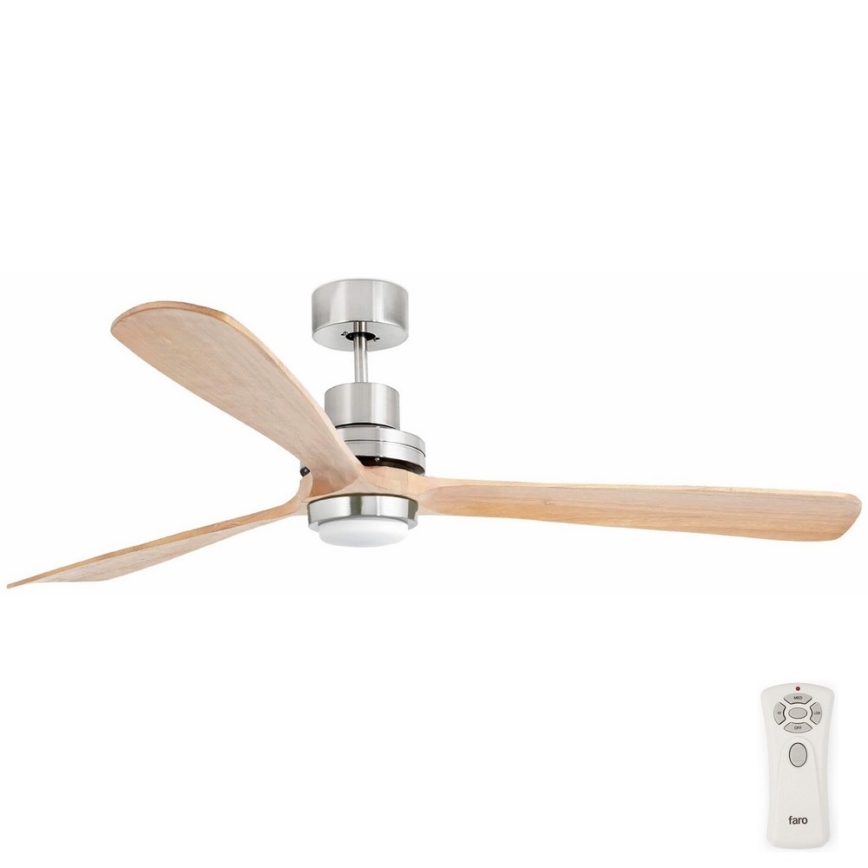 FARO 33505DC - LED Stropný ventilátor LANTAU XL LED/15W/230V drevo/matný chróm pr. 168 cm + diaľkové ovládanie