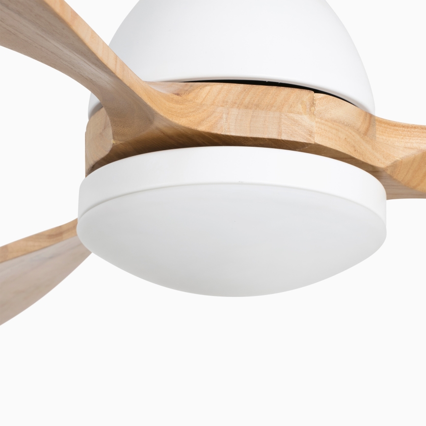 FARO 33524WP - LED Stropný ventilátor POROS LED/19W/230V drevo/biela pr. 132 cm SMART + diaľkové ovládanie